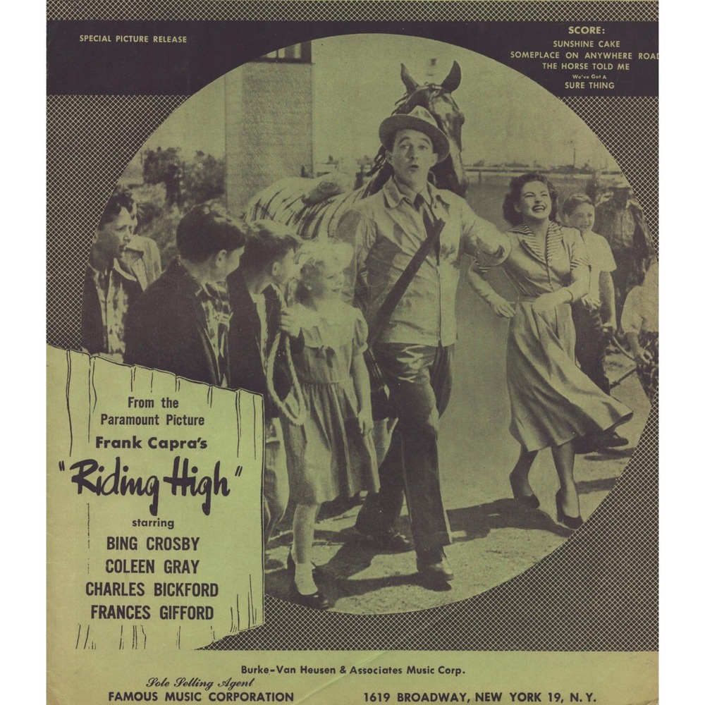 Vintage Riding High 1950 Sheet Music Bing Crosby Frank Capra Paramount Pictures - Picture 1 of 2